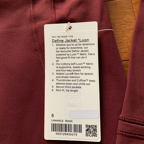 🎁LULULEMON DEFINE JACKET-RED MERLOT, 6/8🎁 - Picture 10 of 11
